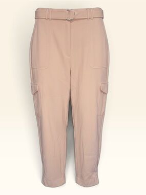Express Tan Cropped Cargo Pants with Belt